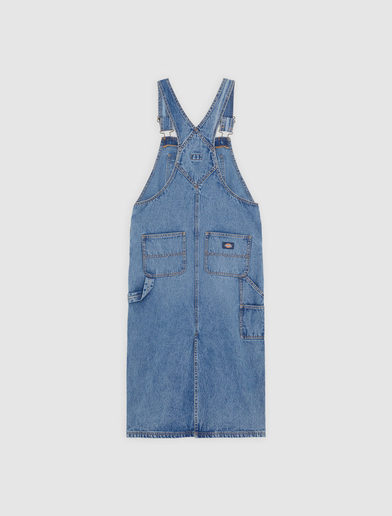 Load image into Gallery viewer, Dickies Women&#39;s Long Bib Overalls Dress Light Blue DK0A4Z6TK211
