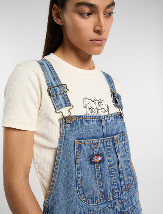 Dickies Women's Long Bib Overalls Dress Light Blue DK0A4Z6TK211