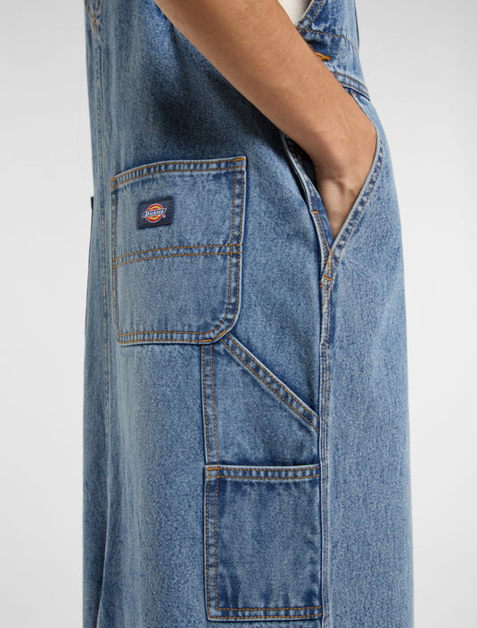 Dickies Women's Long Bib Overalls Dress Light Blue DK0A4Z6TK211