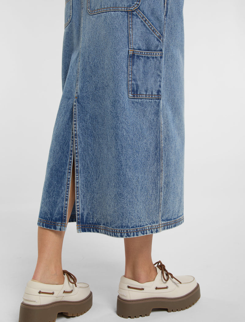Load image into Gallery viewer, Dickies Women&#39;s Long Bib Overalls Dress Light Blue DK0A4Z6TK211
