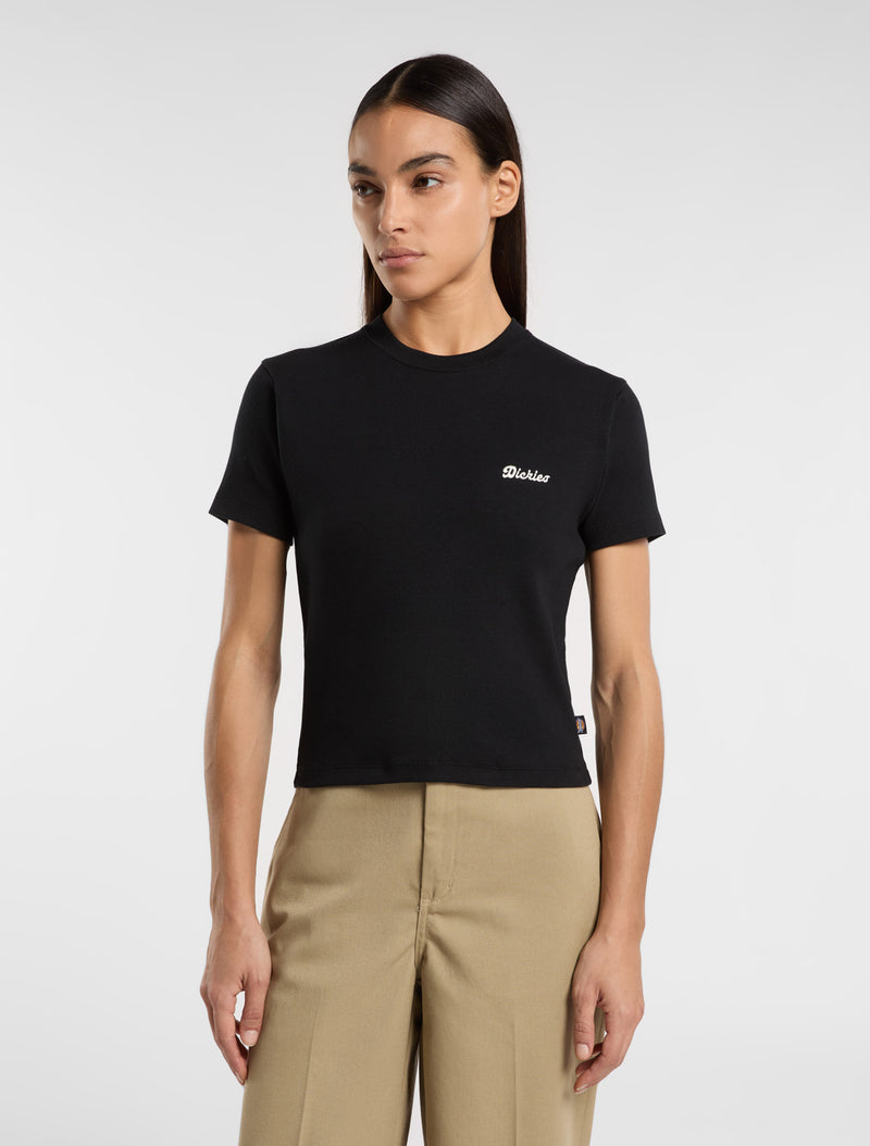 Load image into Gallery viewer, Dickies Women&#39;s Lewistown Embroidered T-Shirt Black DK0A4Z8JBLK1
