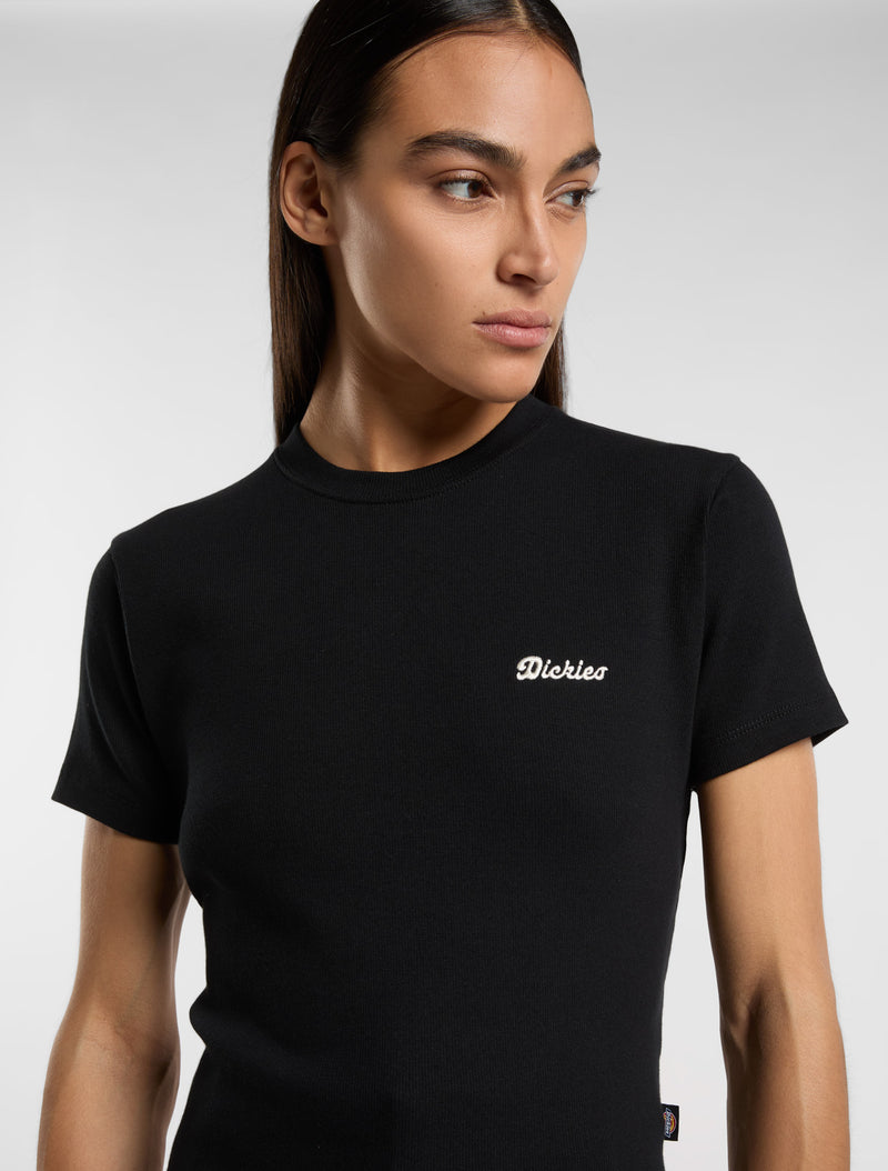 Load image into Gallery viewer, Dickies Women&#39;s Lewistown Embroidered T-Shirt Black DK0A4Z8JBLK1
