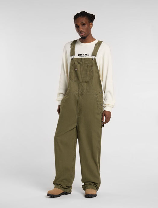 Dickies Men's Loose Canvas Bib Military Green DK0A87N6MGR