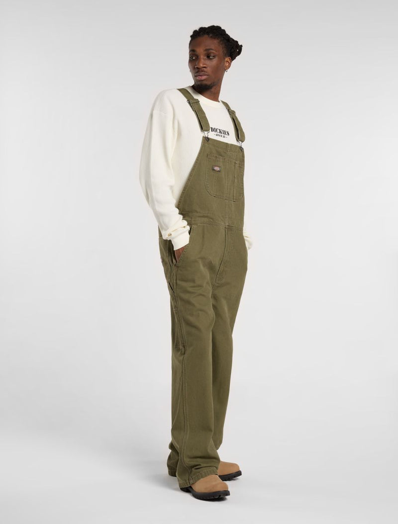 Load image into Gallery viewer, Dickies Men&#39;s Loose Canvas Bib Military Green DK0A87N6MGR
