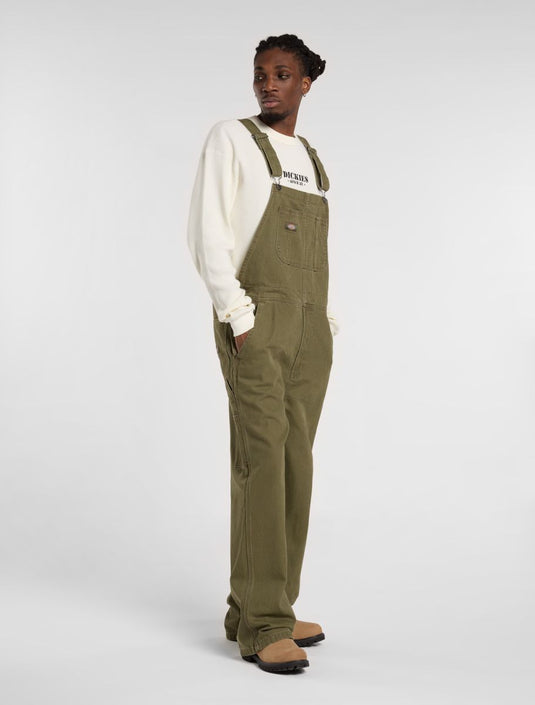 Dickies Men's Loose Canvas Bib Military Green DK0A87N6MGR