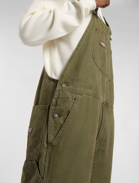 Dickies Men's Loose Canvas Bib Military Green DK0A87N6MGR