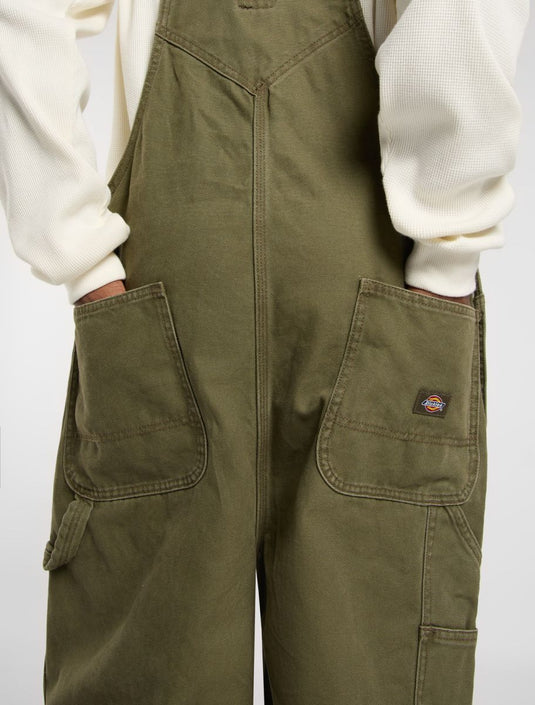 Dickies Men's Loose Canvas Bib Military Green DK0A87N6MGR