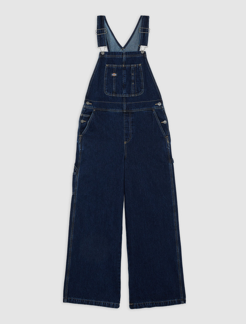 Load image into Gallery viewer, Dickies Women&#39;s Mechanic Loose Denim Bib Overalls Dark Indigo DK0A87N70DD
