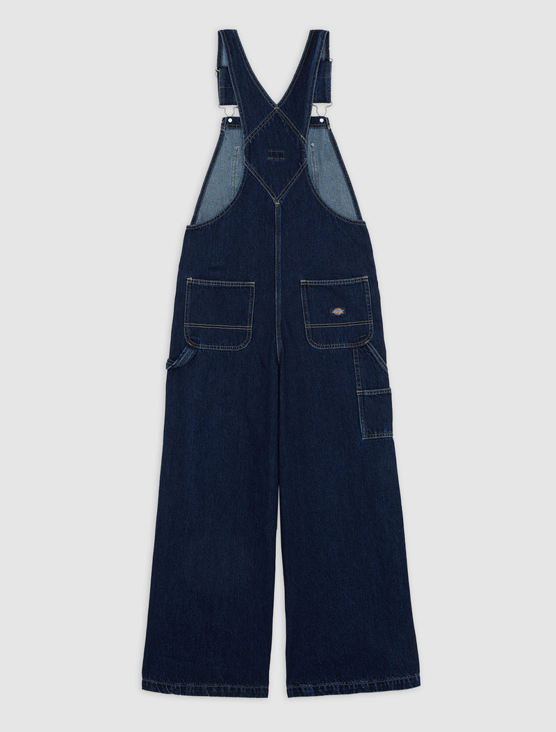 Load image into Gallery viewer, Dickies Women&#39;s Mechanic Loose Denim Bib Overalls Dark Indigo DK0A87N70DD

