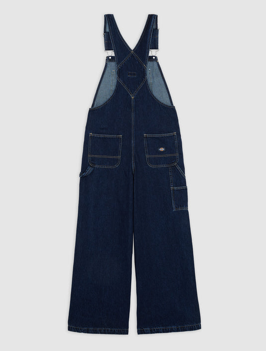 Dickies Women's Mechanic Loose Denim Bib Overalls Dark Indigo DK0A87N70DD