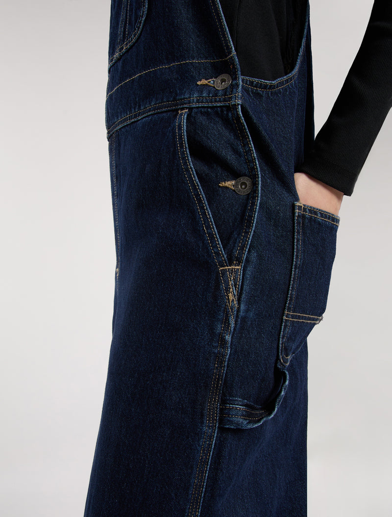 Load image into Gallery viewer, Dickies Women&#39;s Mechanic Loose Denim Bib Overalls Dark Indigo DK0A87N70DD
