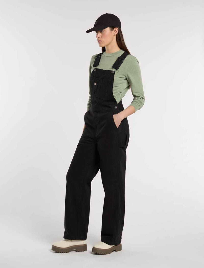 Load image into Gallery viewer, Dickes Women&#39;s Loose Canvas Bib Overalls Black DK0A87N8BLK
