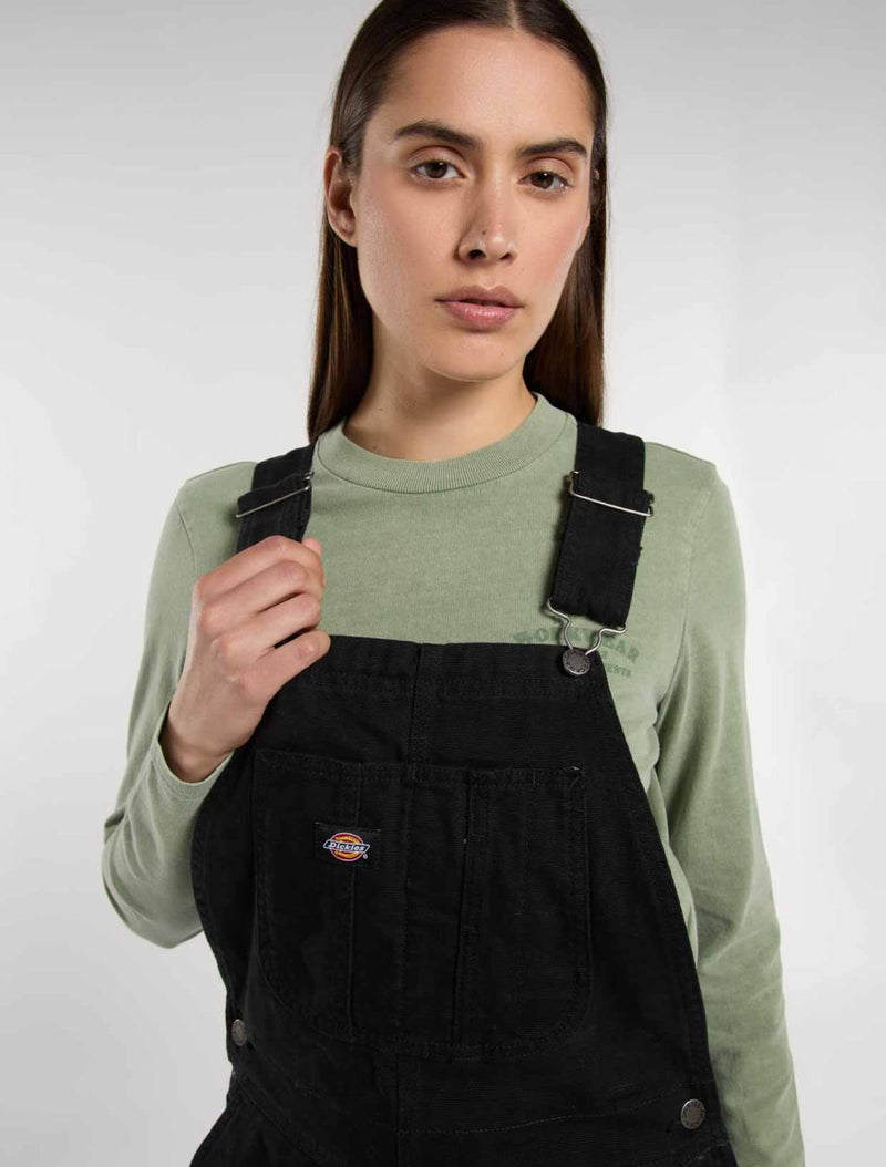 Load image into Gallery viewer, Dickes Women&#39;s Loose Canvas Bib Overalls Black DK0A87N8BLK
