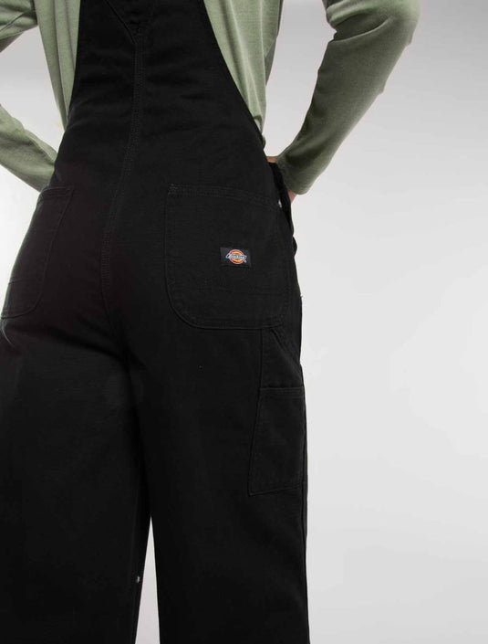 Dickes Women's Loose Canvas Bib Overalls Black DK0A87N8BLK