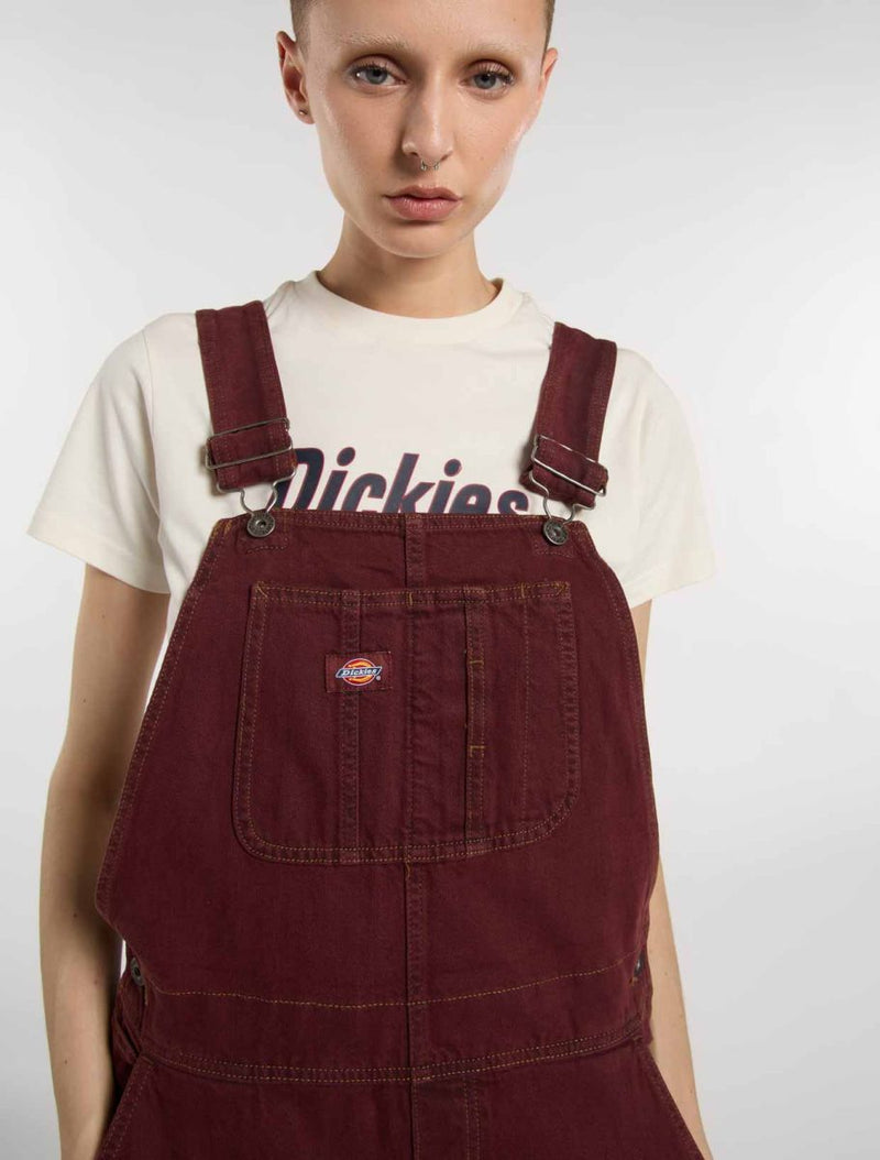 Load image into Gallery viewer, Dickes Women&#39;s Loose Canvas Bib Overalls Burgundy DK0A87N8L161
