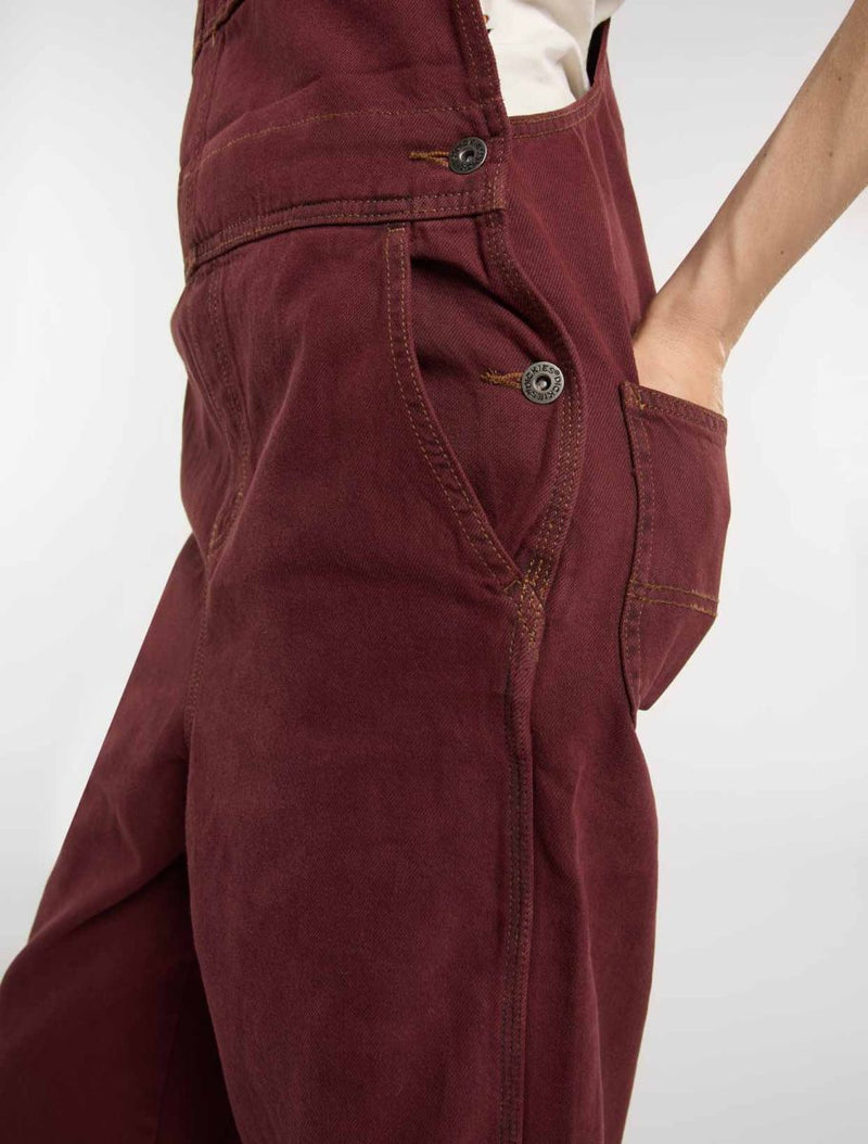 Load image into Gallery viewer, Dickes Women&#39;s Loose Canvas Bib Overalls Burgundy DK0A87N8L161
