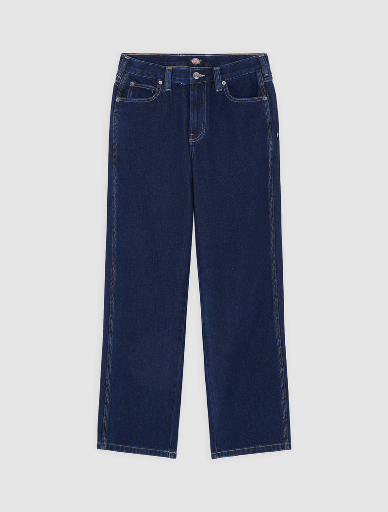 Load image into Gallery viewer, Dickies Women&#39;s Farner Relaxed Straight Jeans Dark Blue DK0A87NN0DD
