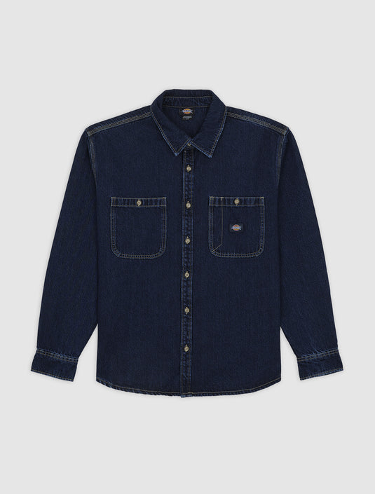 Dickies Men's Mechanic Long Sleeve Denim Shirt Dark Blue DK0A87PX0DD