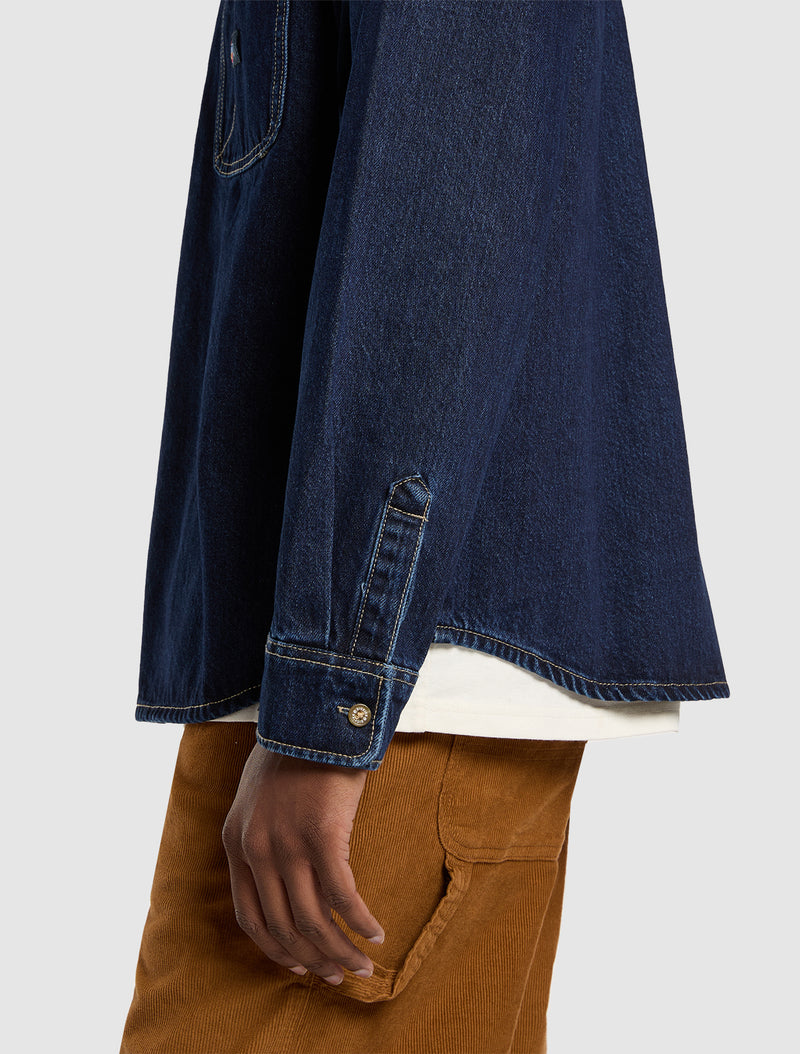 Load image into Gallery viewer, Dickies Men&#39;s Mechanic Long Sleeve Denim Shirt Dark Blue DK0A87PX0DD
