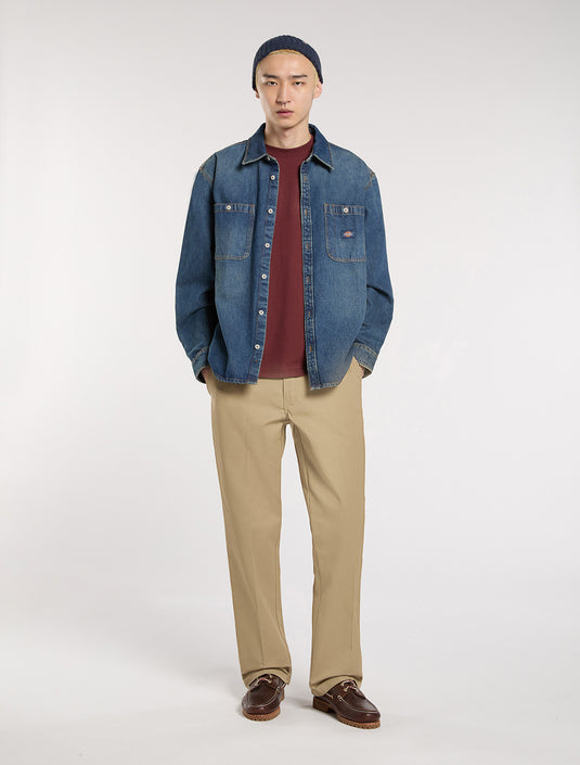 Dickies Men's Mechanic Long Sleeve Denim Shirt Khaki DK0A87PXL23