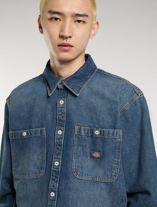 Dickies Men's Mechanic Long Sleeve Denim Shirt Khaki DK0A87PXL23