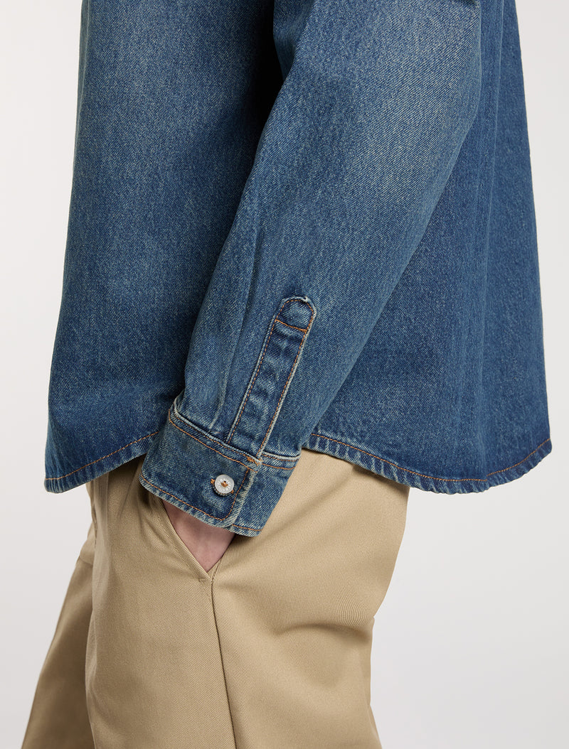 Load image into Gallery viewer, Dickies Men&#39;s Mechanic Long Sleeve Denim Shirt Khaki DK0A87PXL23
