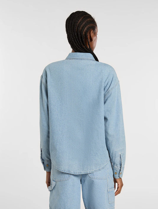 Dickies Women's Lightweight Long Sleeved Denim Shirt Vintage Blue DK0A8826C15