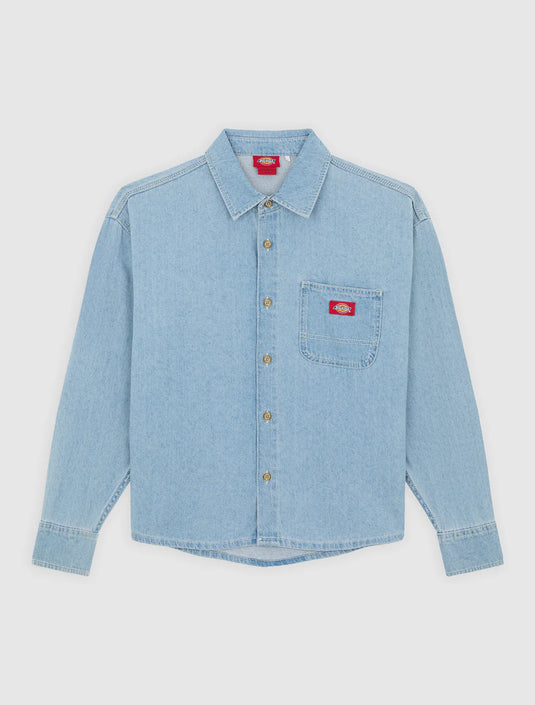 Dickies Women's Lightweight Long Sleeved Denim Shirt Vintage Blue DK0A8826C15