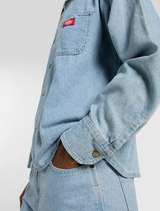 Dickies Women's Lightweight Long Sleeved Denim Shirt Vintage Blue DK0A8826C15