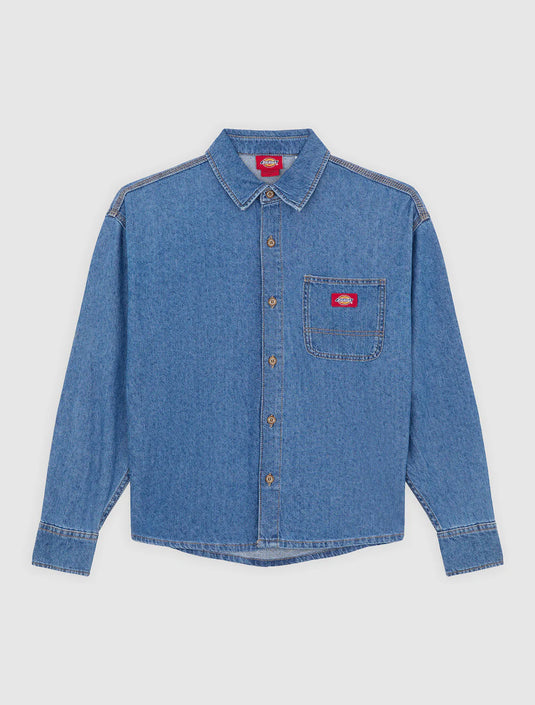 Dickies Women's Lightweight Long Sleeved Denim Shirt Classic Blue DK0A8826CLB