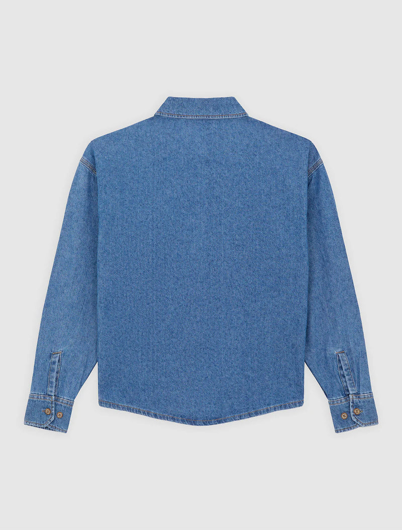 Load image into Gallery viewer, Dickies Women's Lightweight Long Sleeved Denim Shirt Classic Blue DK0A8826CLB
