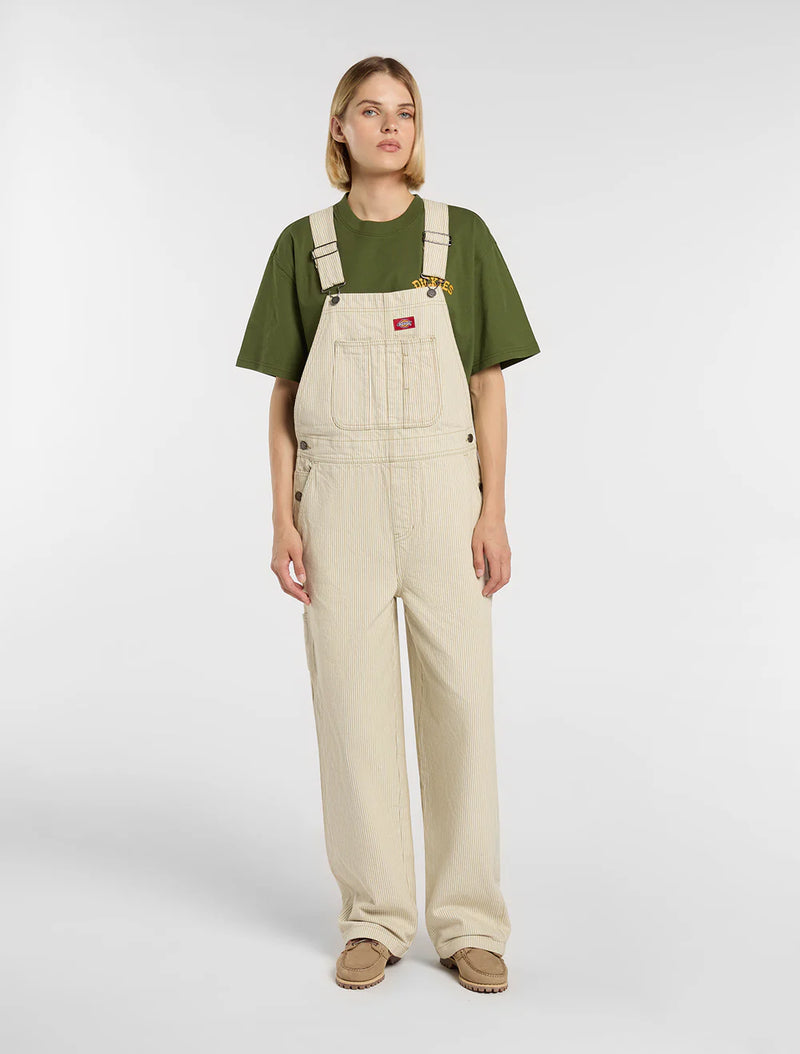 Load image into Gallery viewer, Dickies Women's Hickory Bib Overalls Beige DK0A8829L44
