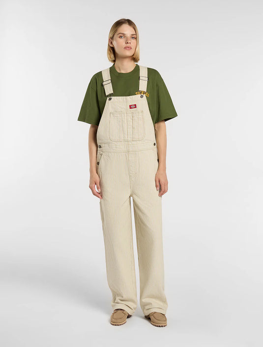 Dickies Women's Hickory Bib Overalls Beige DK0A8829L44
