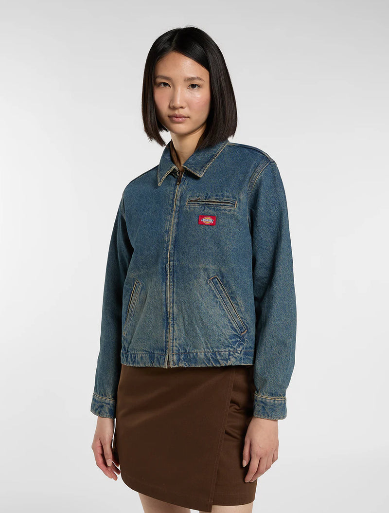Load image into Gallery viewer, Dickies Women's Denim Painter Jacket Khaki Tinted Blue DK0A883EL23
