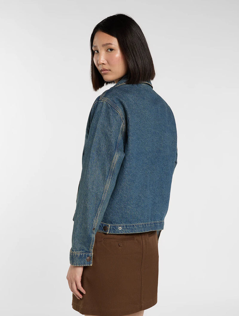 Load image into Gallery viewer, Dickies Women's Denim Painter Jacket Khaki Tinted Blue DK0A883EL23
