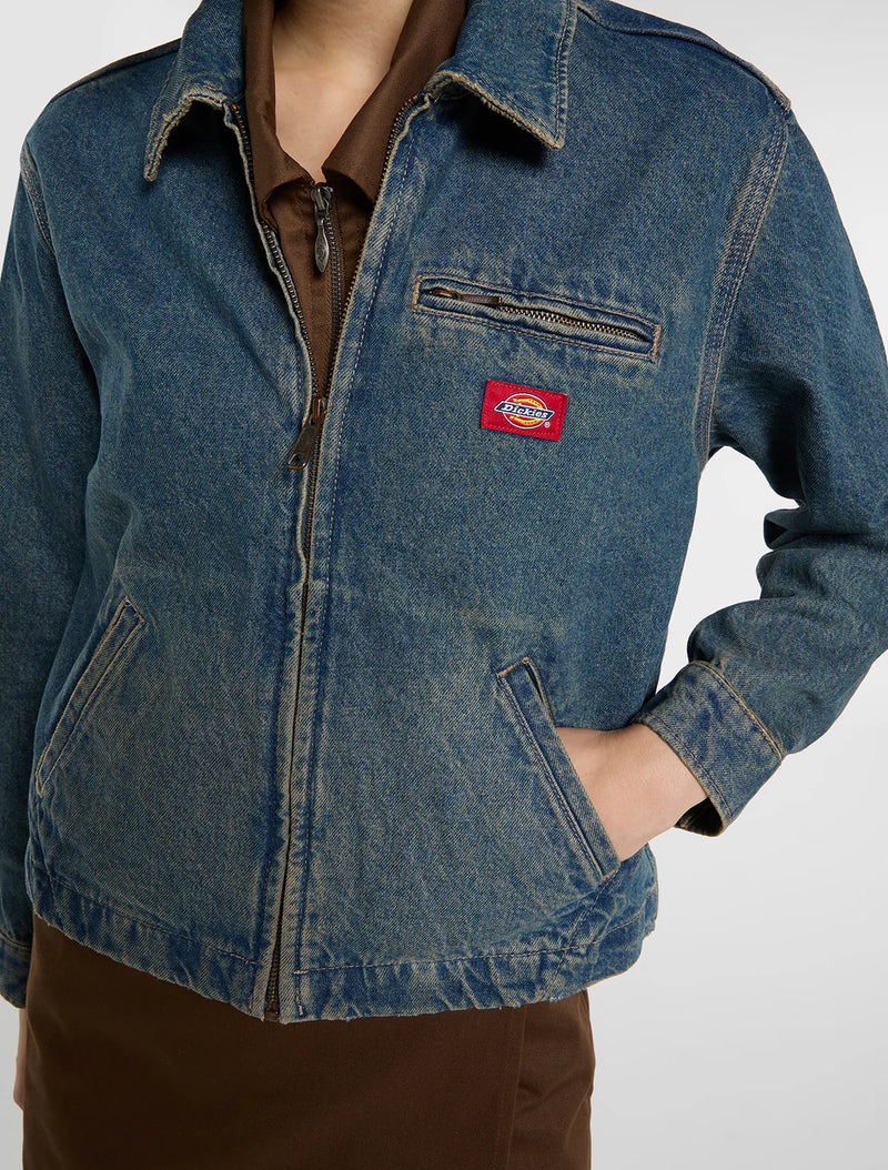 Load image into Gallery viewer, Dickies Women's Denim Painter Jacket Khaki Tinted Blue DK0A883EL23
