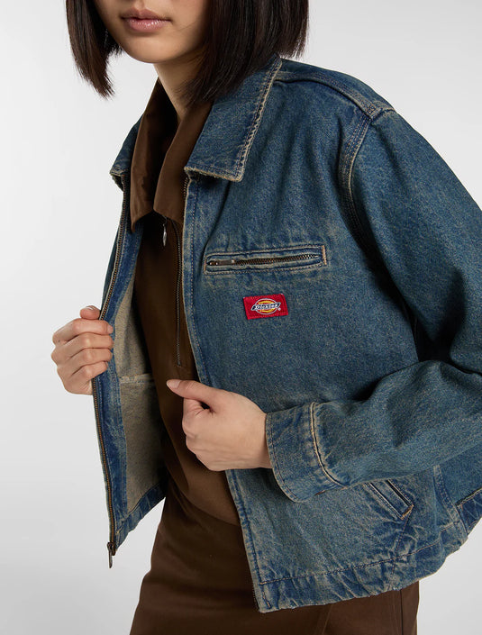 Dickies Women's Denim Painter Jacket Khaki Tinted Blue DK0A883EL23