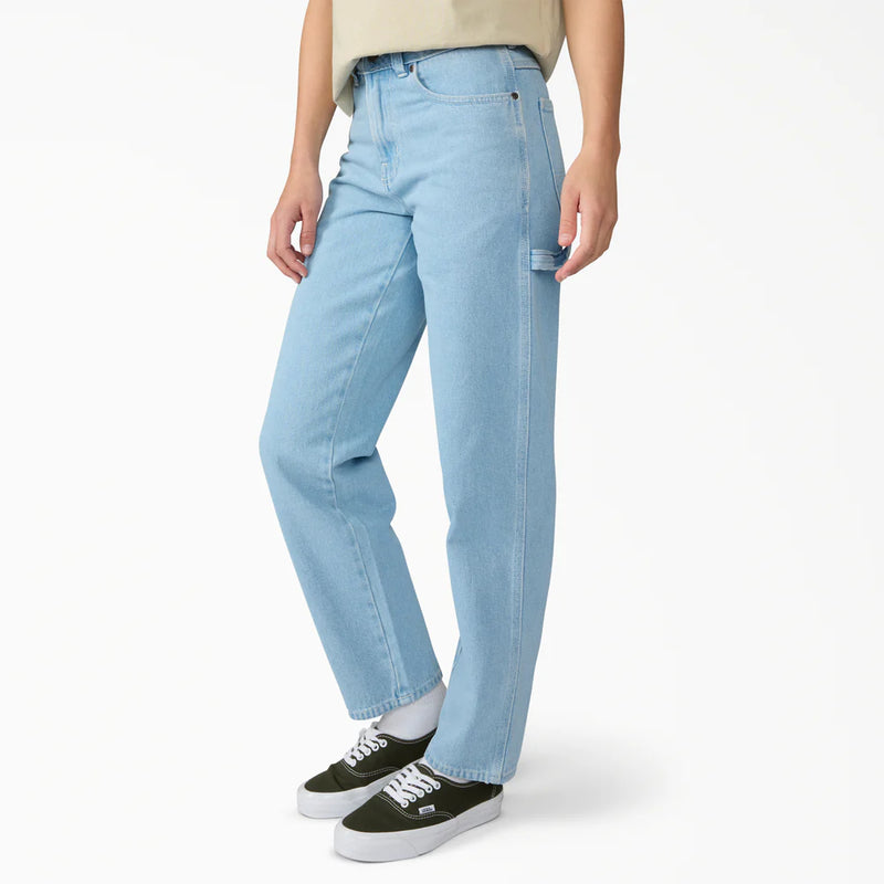 Load image into Gallery viewer, Dickies Women's 993 High Waist Tapered Carpenter Jeans Vintage Aged Blue DK0A883LC15
