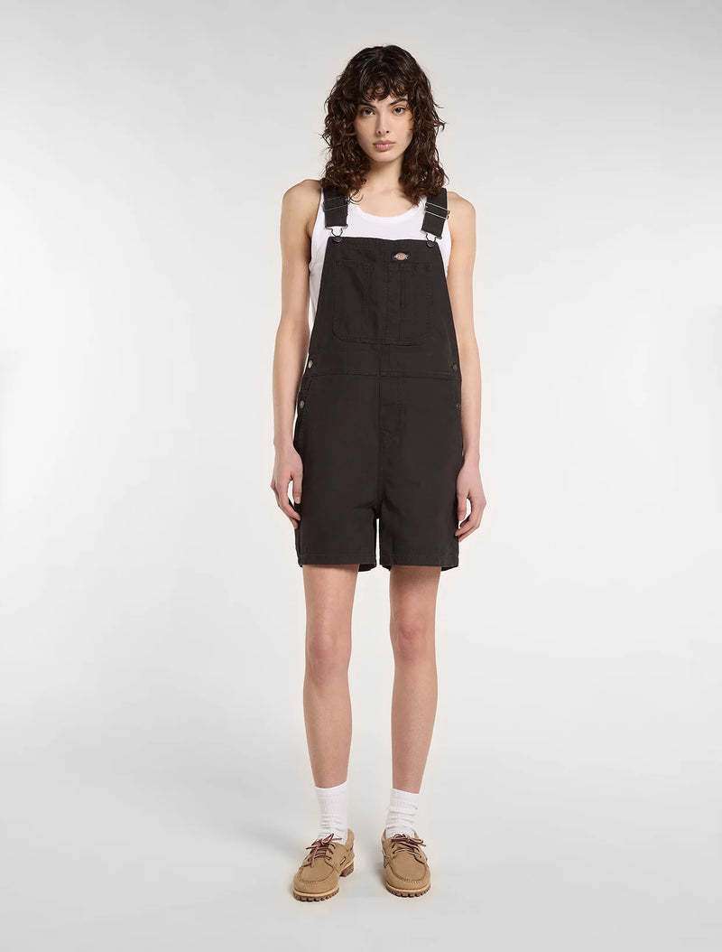 Load image into Gallery viewer, Dickies Women's Lightweight Canvas Short Bib Black DK0A885GBLK
