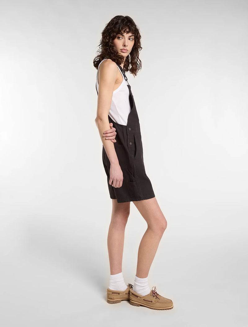 Load image into Gallery viewer, Dickies Women's Lightweight Canvas Short Bib Black DK0A885GBLK
