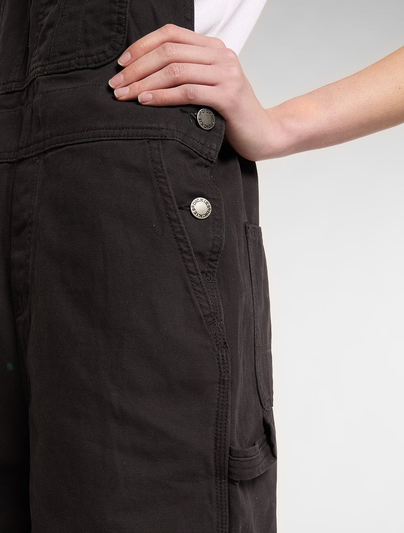Load image into Gallery viewer, Dickies Women's Lightweight Canvas Short Bib Black DK0A885GBLK

