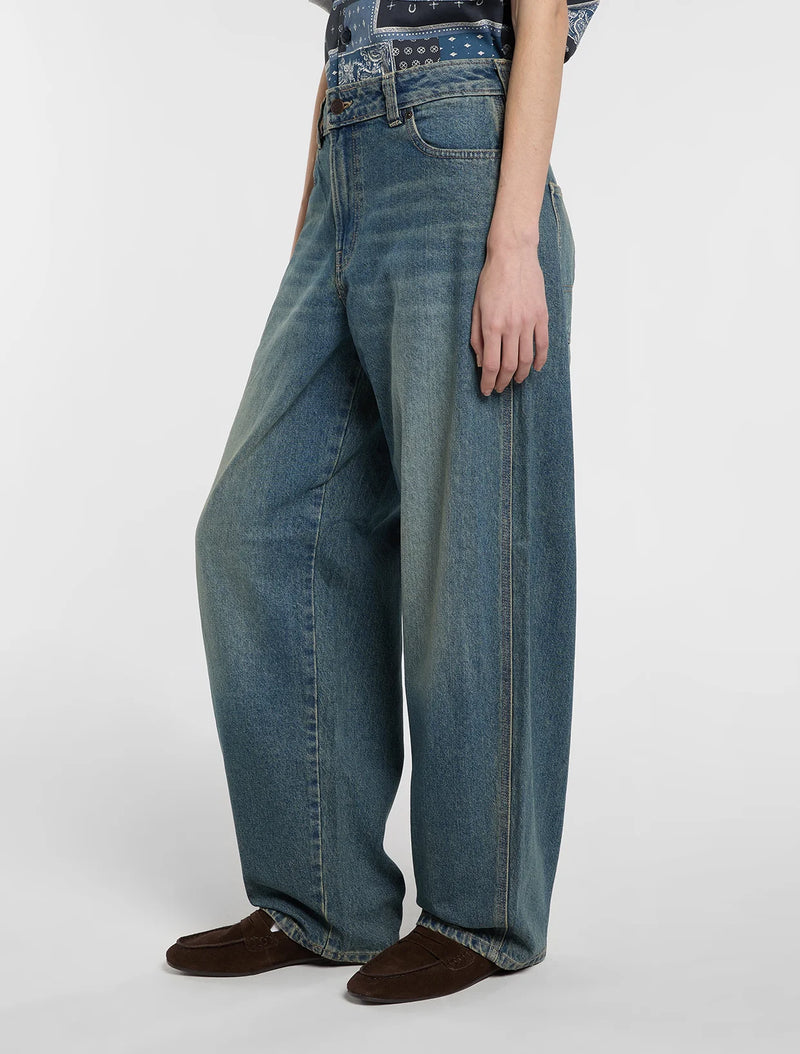 Load image into Gallery viewer, Dickies Women's 957 Loose Tapered Work Jeans Khaki Tinted Blue DK0A885JL231

