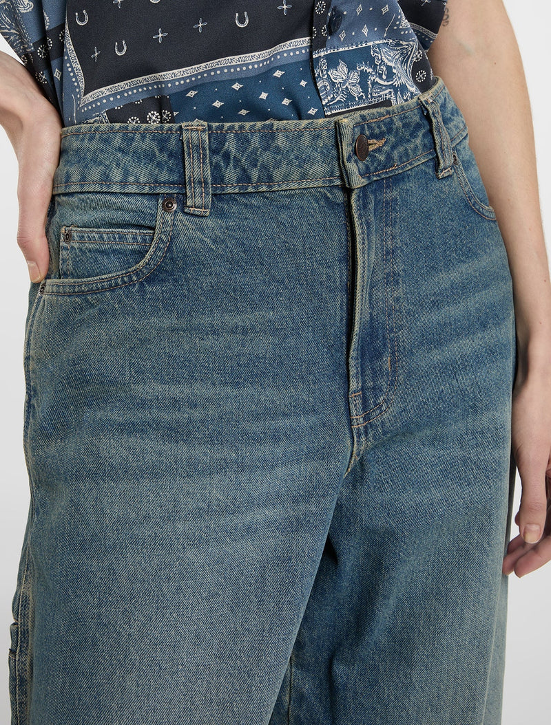 Load image into Gallery viewer, Dickies Women's 957 Loose Tapered Work Jeans Khaki Tinted Blue DK0A885JL231
