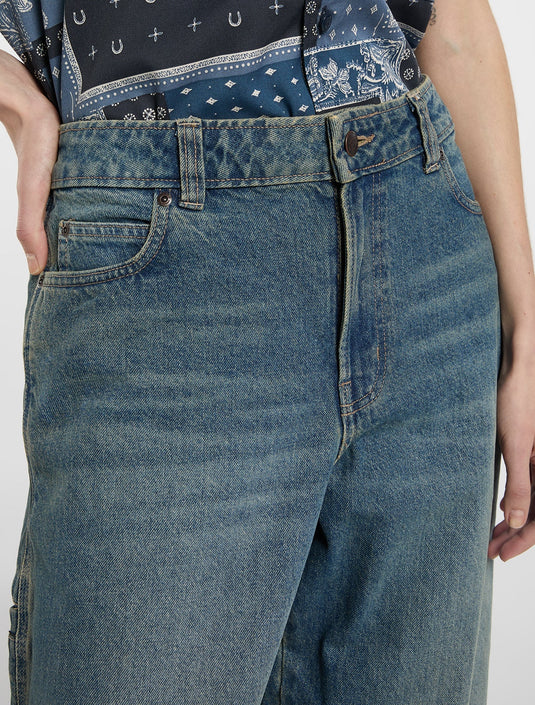Dickies Women's 957 Loose Tapered Work Jeans Khaki Tinted Blue DK0A885JL231