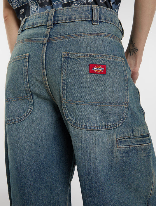 Dickies Women's 957 Loose Tapered Work Jeans Khaki Tinted Blue DK0A885JL231