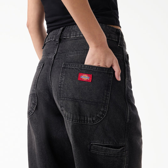 Dickies Women's 957 Loose Tapered Work Pants Faded Black Wash DK0A885JDBX