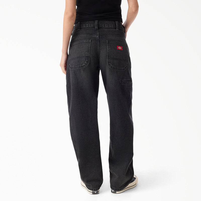 Load image into Gallery viewer, Dickies Women's 957 Loose Tapered Work Pants Faded Black Wash DK0A885JDBX
