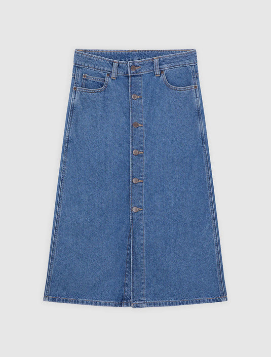 Dickies Women's Midi Denim Skirt Classic Blue DK0A888ICLB