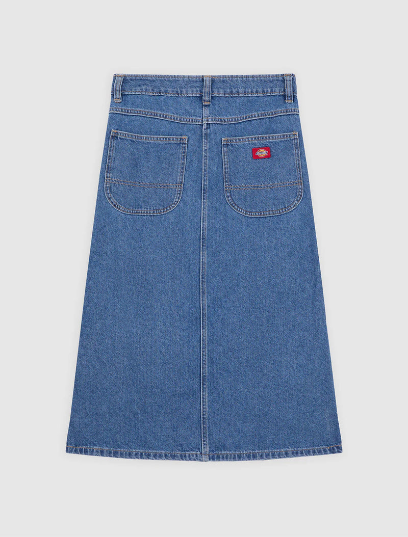 Load image into Gallery viewer, Dickies Women's Midi Denim Skirt Classic Blue DK0A888ICLB
