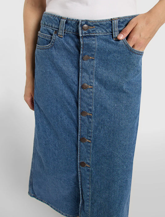Dickies Women's Midi Denim Skirt Classic Blue DK0A888ICLB